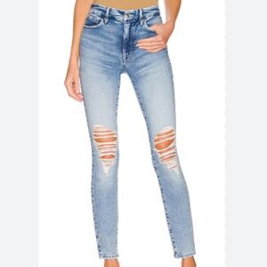 Good American Good Legs INDIGO007 Distressed Skinny Jeans Light Blue Size 10/30
